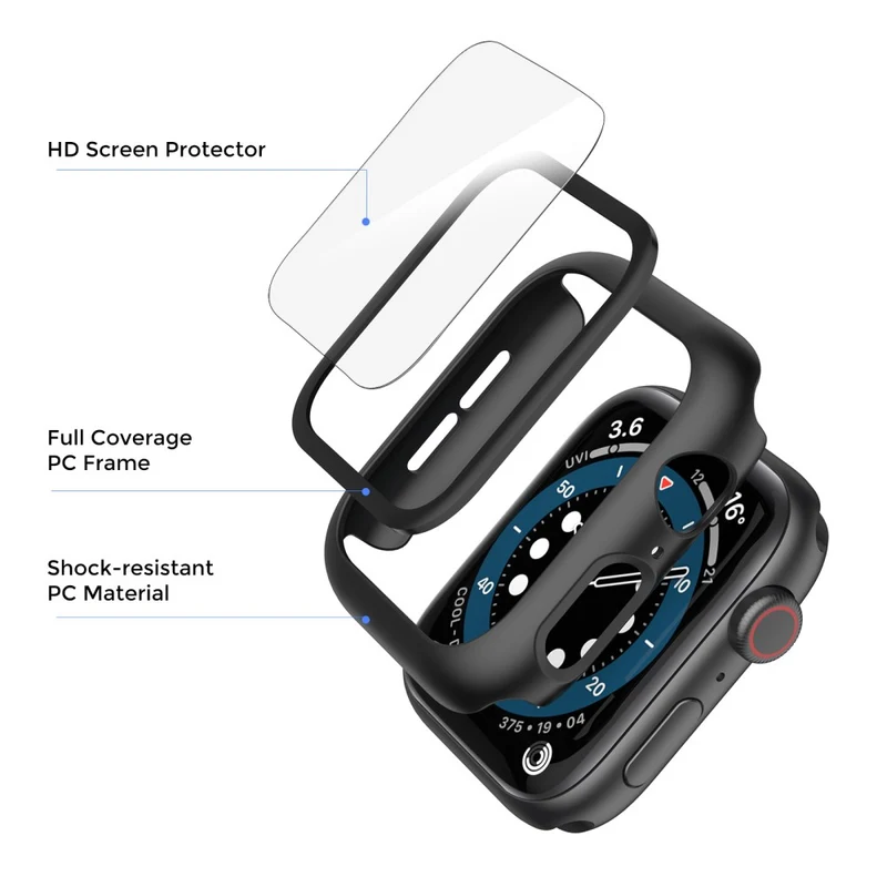 Unglaublich Modisch Apple Smartwatch Universell Hülle mit Displayschutz in Plastik und Gehärtetes Glas