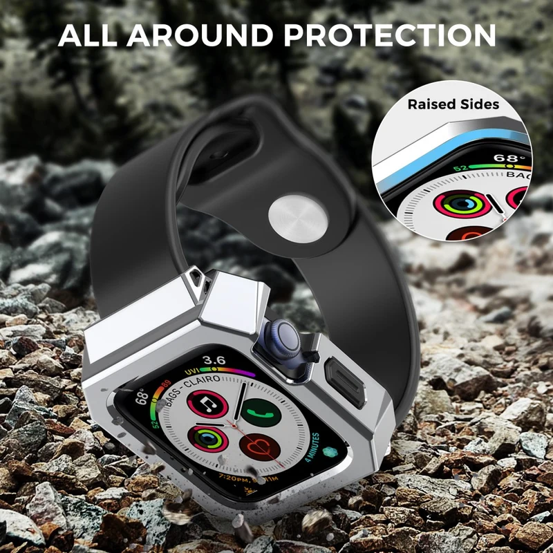 Super Stylisch Apple Smartwatch Universell Hülle mit Displayschutz in Metall