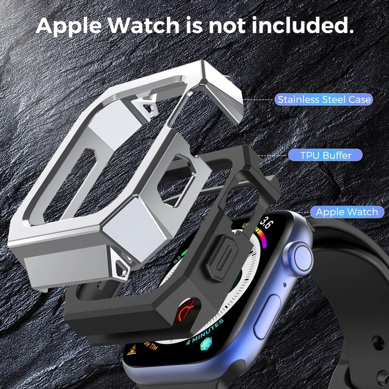 Super Stylisch Apple Smartwatch Universell Hülle mit Displayschutz in Metall