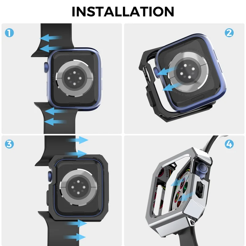 Super Stylisch Apple Smartwatch Universell Hülle mit Displayschutz in Metall