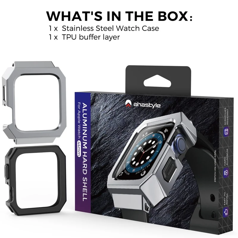 Super Stylisch Apple Smartwatch Universell Hülle mit Displayschutz in Metall