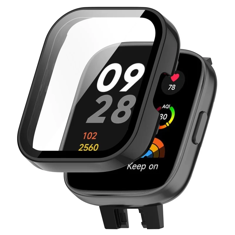 Absolut Stylisch Xiaomi Redmi Band 3 Hülle mit Displayschutz in Plastik und Gehärtetes Glas