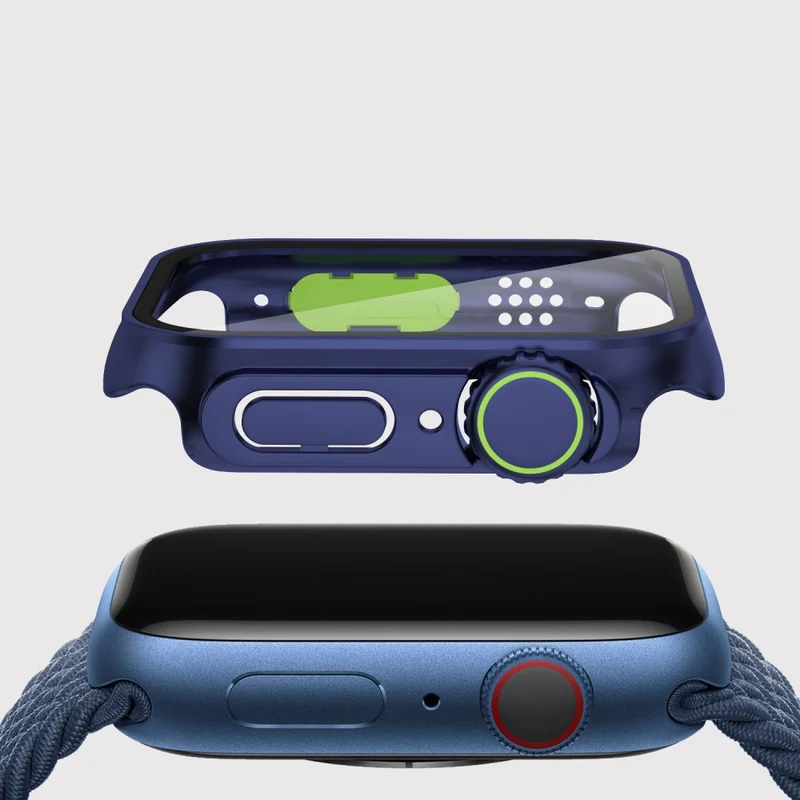 Mega Stylisch Apple Smartwatch Universell Hülle mit Displayschutz in Plastik und Gehärtetes Glas