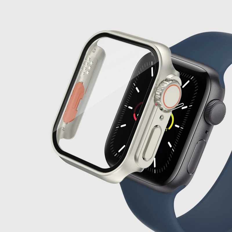 Mega Stylisch Apple Smartwatch Universell Hülle mit Displayschutz in Plastik und Gehärtetes Glas