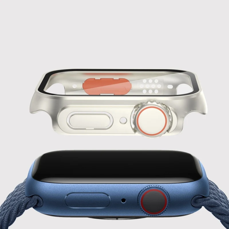 Mega Stylisch Apple Smartwatch Universell Hülle mit Displayschutz in Plastik und Gehärtetes Glas