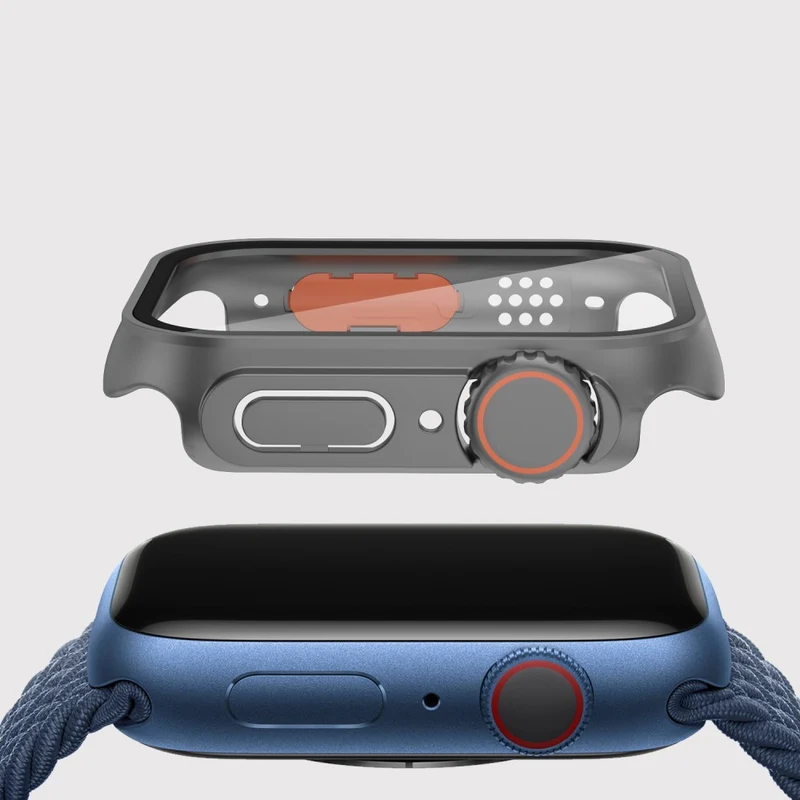 Mega Stylisch Apple Smartwatch Universell Hülle mit Displayschutz in Plastik und Gehärtetes Glas