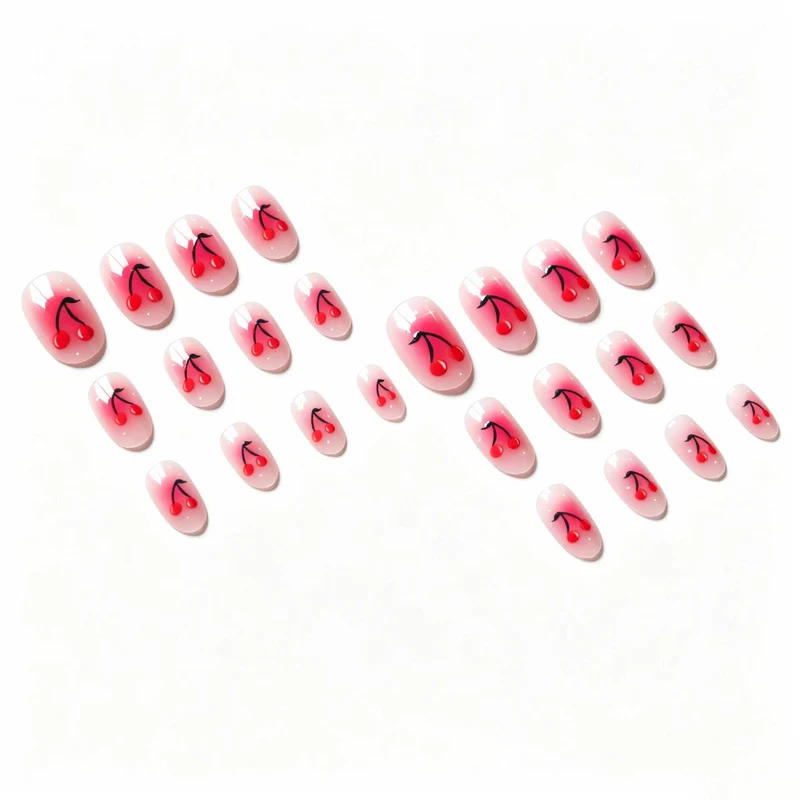 Kirsch-inspiriertes Gellack-Nageldesign