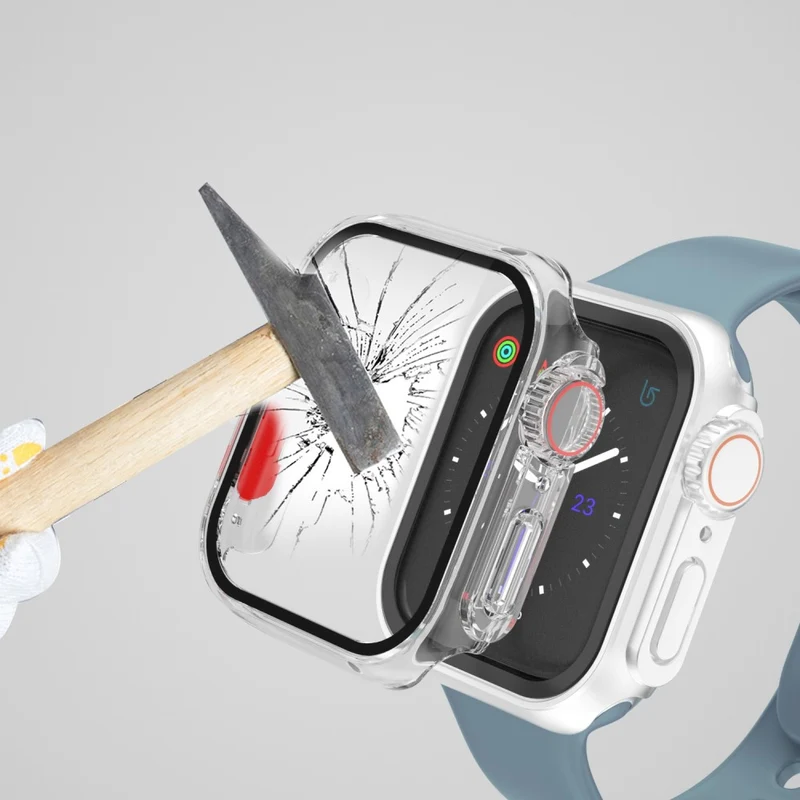 Auffallend Gut Apple Watch Series 8 (45mm) / Apple Watch Series 7 45mm Universell Hülle mit Displayschutz in Plastik und Gehärtetes Glas