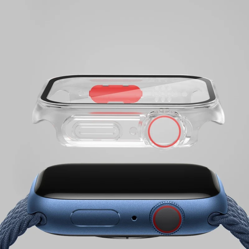 Auffallend Gut Apple Watch Series 8 (45mm) / Apple Watch Series 7 45mm Universell Hülle mit Displayschutz in Plastik und Gehärtetes Glas