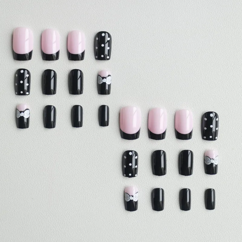 Künstlerisches Polka Dot und Schleifen Nagelkunstset
