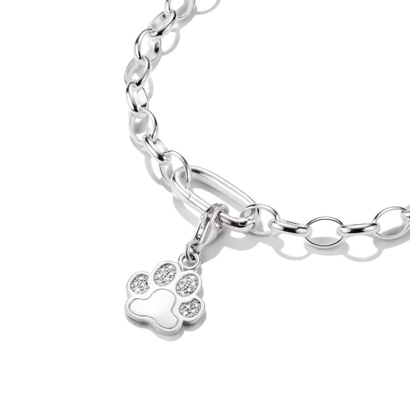 Charm Anhänger Pfote mit Steinen- 925 Sterlingsilber