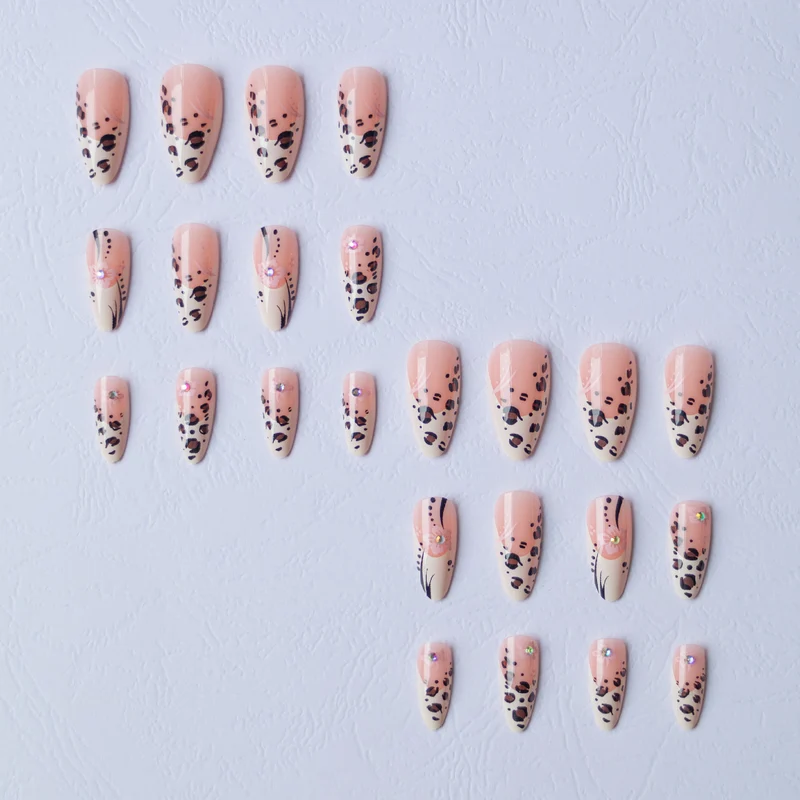 Künstlerisches Leopard- und Blumen-Nagelkunst-Set