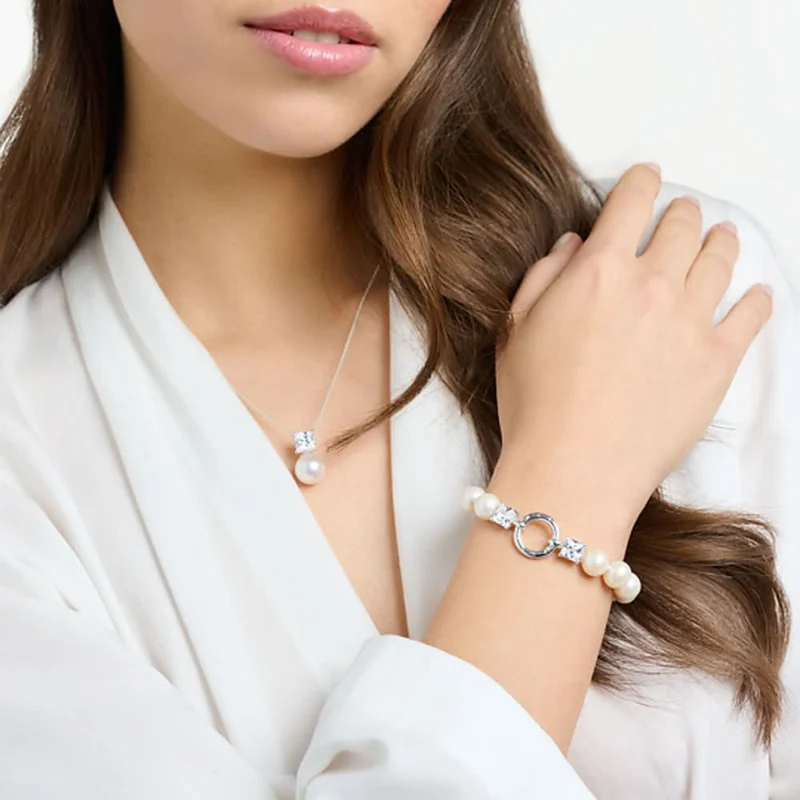 Perlenarmband mit Steinen - 925 Sterlingsilber