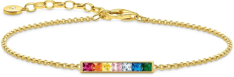 Armband mit bunten Steinen - 750 Gelbgold Vergoldung