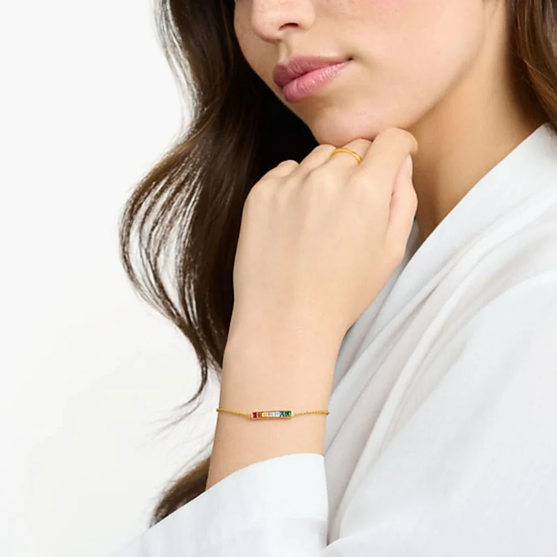 Armband mit bunten Steinen - 750 Gelbgold Vergoldung