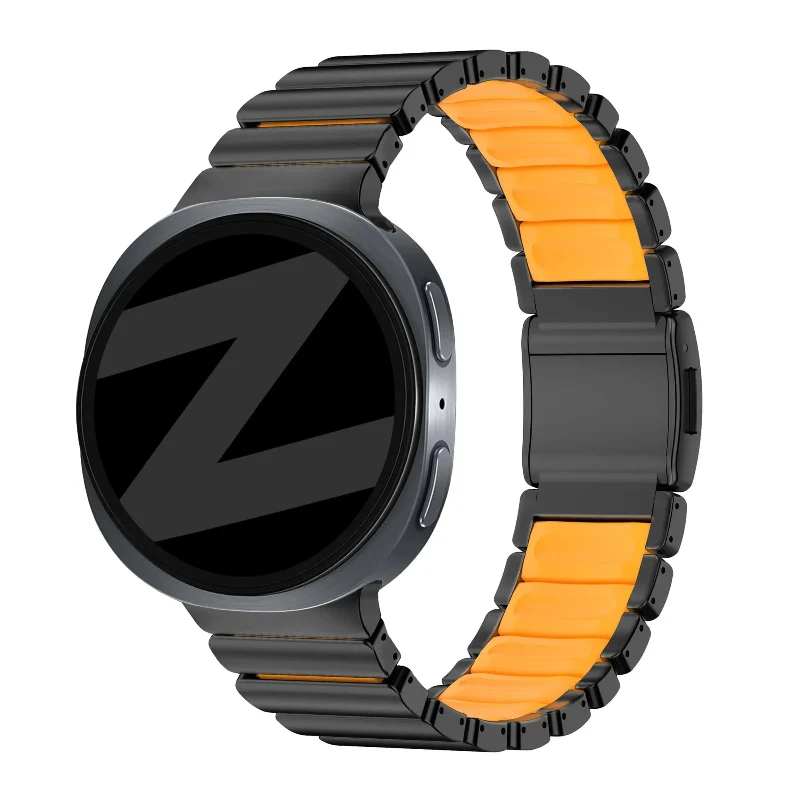 Bandz Samsung Galaxy Watch 8 Classic Titanarmband 'Hybrid' (Schwarz/Orange)
