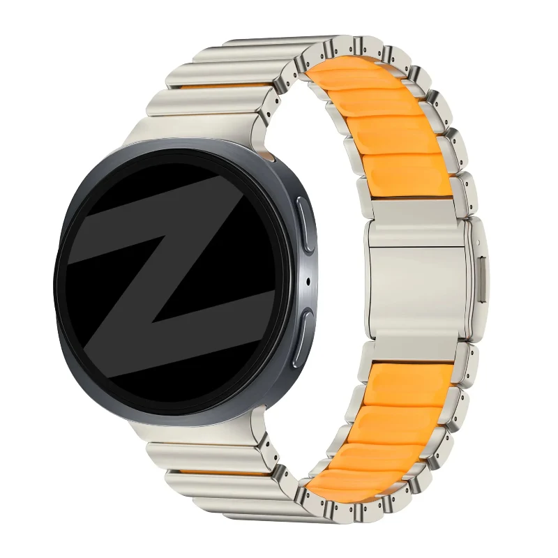 Bandz Samsung Galaxy Watch 8 Classic Titanarmband 'Hybrid' (Titan/Orange)