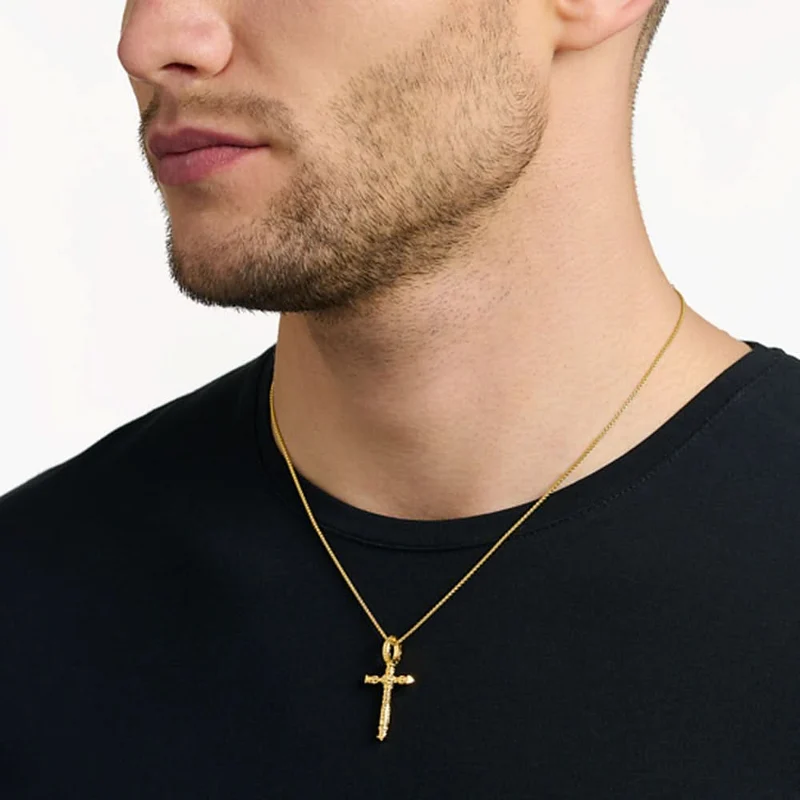 Anhänger Kreuz mit Totenkopfdetails - 750 Gelbgold Vergoldung