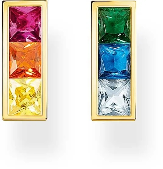 Ohrstecker mit bunten Steinen - 750 Gelbgold Vergoldung