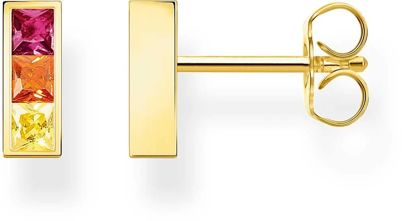 Ohrstecker mit bunten Steinen - 750 Gelbgold Vergoldung