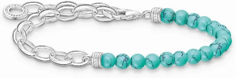 Charmarmband mit Beads und Kettengliedern - 925 Sterlingsilber