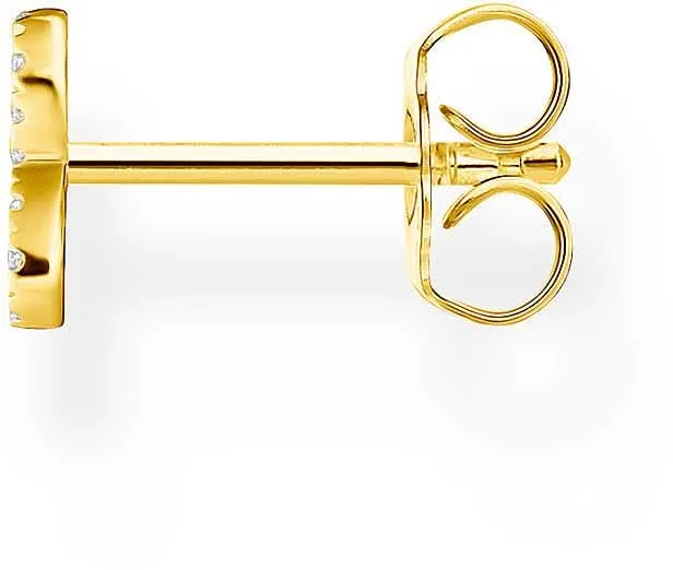 Einzel Ohrstecker Infinity mit Zirkoniabesatz - 750 Gelbgold Vergoldung