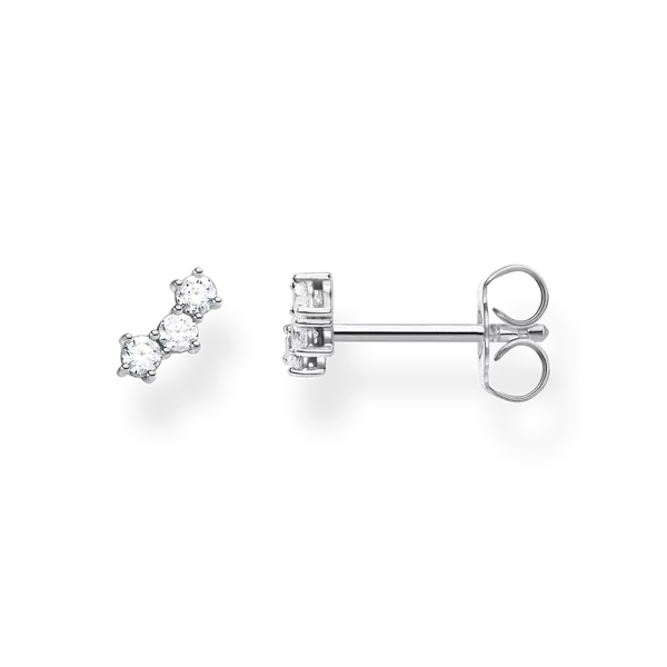 Einzel Ohrstecker mit weißen Steinen - 925 Sterlingsilber