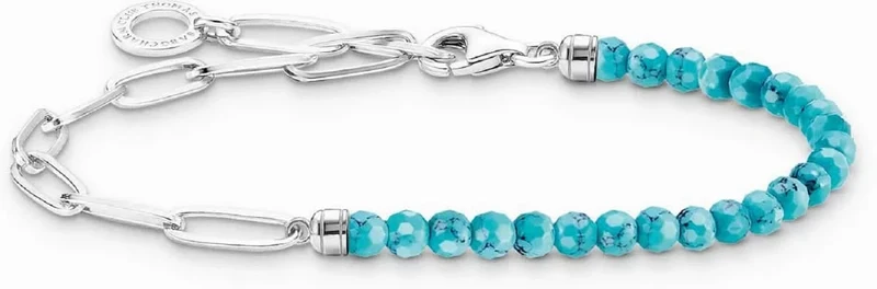 Charmarmband mit Beads und Kettengliedern - 925 Sterlingsilber