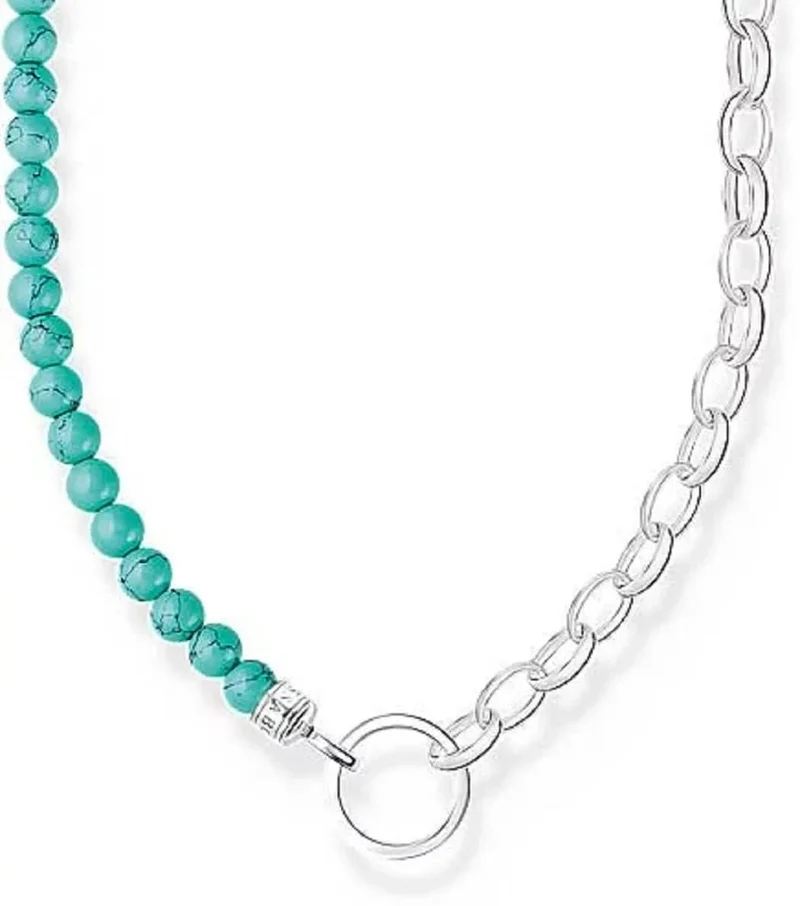Charmkette mit Beads und Gliedern - imitierter Türkis