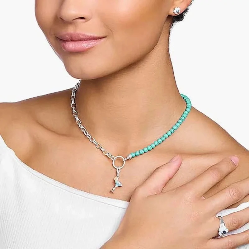 Charmkette mit Beads und Gliedern - imitierter Türkis