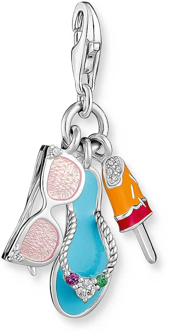 Charm Anhänger 3D Sonnenbrille, FlipFlop, Eis - 925 Sterlingsilber
