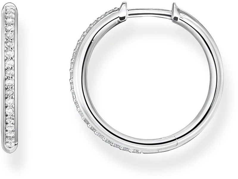 Kreolen mit weißen Steinen - 925 Sterlingsilber
