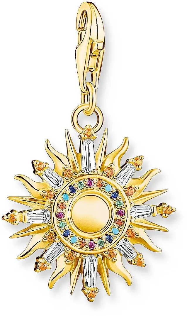 Charm Anhänger Bunte 3D Sonne - 750 Gelbgold Vergoldung