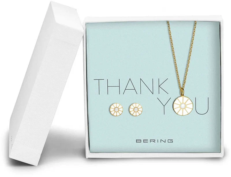 Halskette mit rundem Anhänger und runde Ohrringe - Bering Jewelry Modell: 433-717-Gold