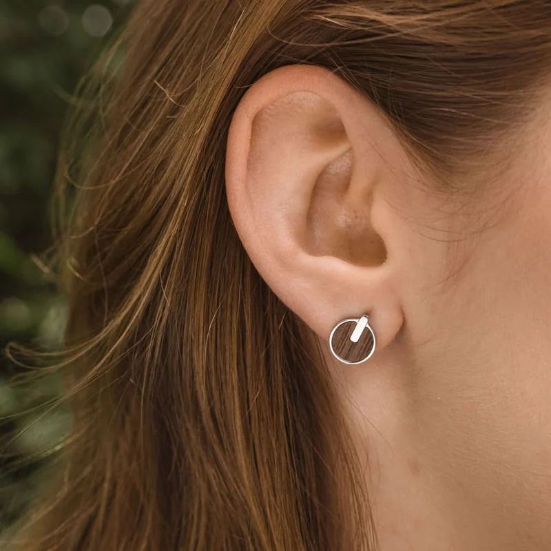 Opacity Ohrringe rund mit Holzelement - Holzkern Modell: Jewelry