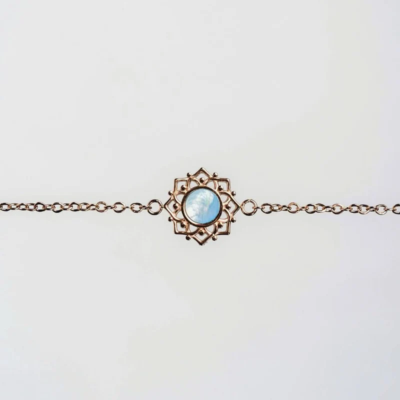 Composition Armband mit blauem Perlmutt Anhänger - Holzkern Modell: Jewelry
