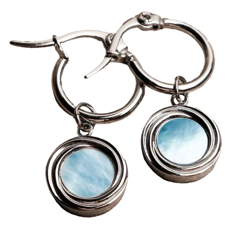 Zendala Ohrhänger mit rundem Anhänger - Holzkern Modell: Jewelry