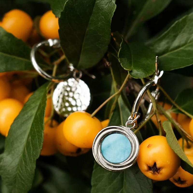 Zendala Ohrhänger mit rundem Anhänger - Holzkern Modell: Jewelry