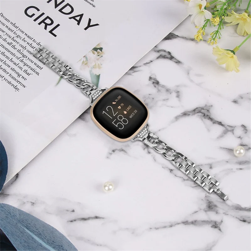 Fitbit Sense 2 / Fitbit Versa 4 Metall und Strass armband