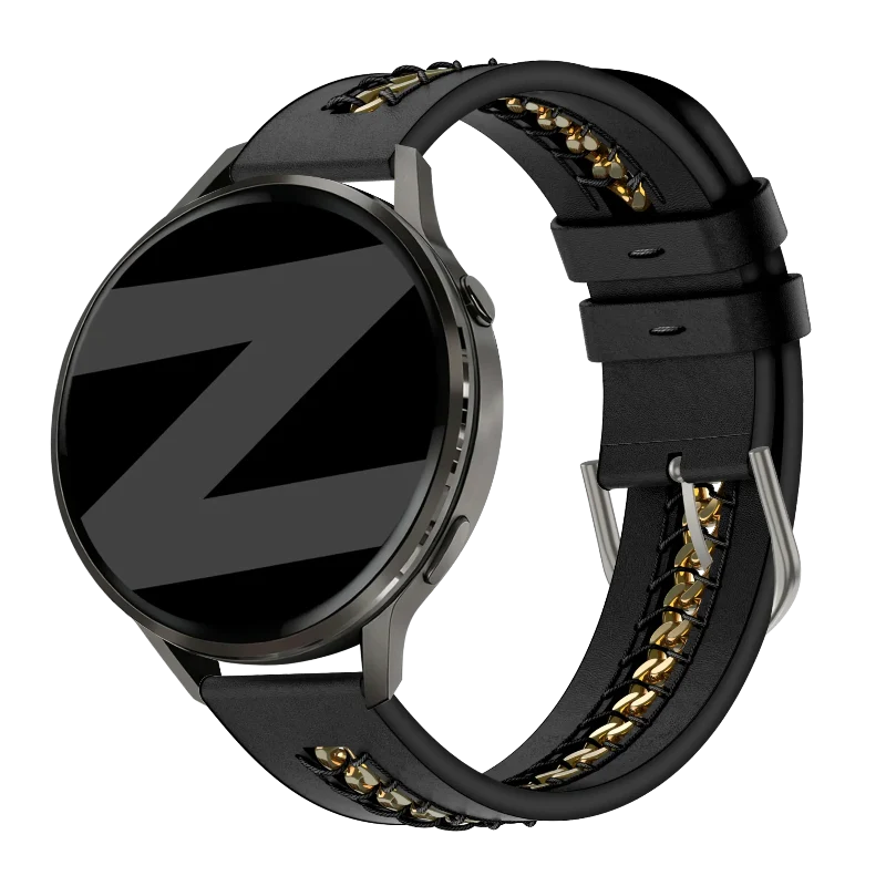 Bandz Garmin Vivomove 3 Lederarmband 'Chains' (Schwarz)