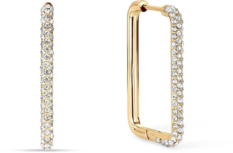 Eckige Kreolen aus Edelstahl mit Steinchen - Bering Jewelry Modell: 733-27-05