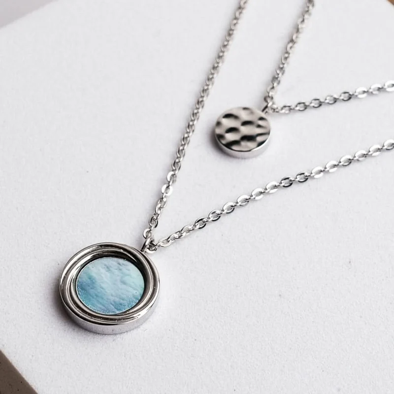 Zendala Layering-Halskette Perlmutt/Silber - Holzkern Modell: Jewelry