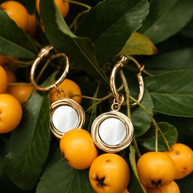 Zendala Ohrhänger mit rundem Anhänger - Holzkern Modell: Jewelry