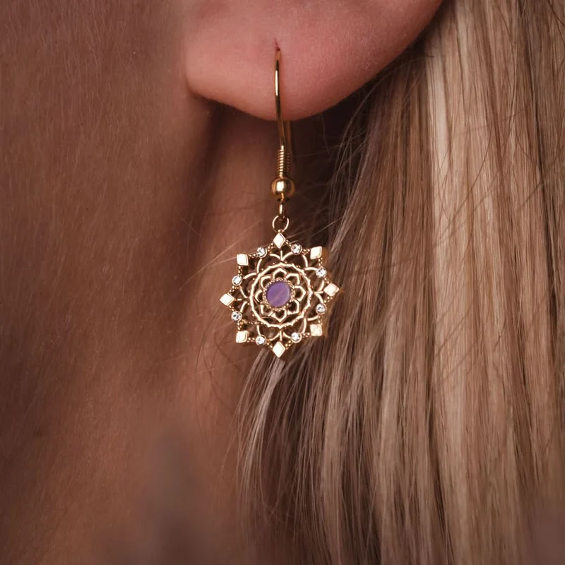Aphonia Ohrhaenger Schneeflocke Holzkern Modell Jewelry