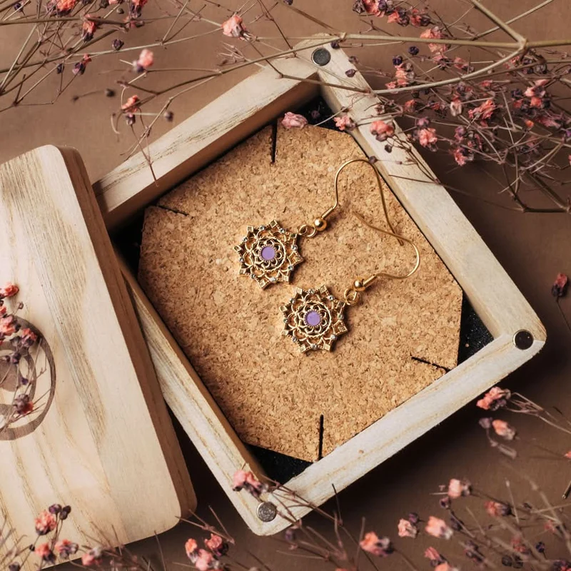 Aphonia Ohrhaenger Schneeflocke Holzkern Modell Jewelry