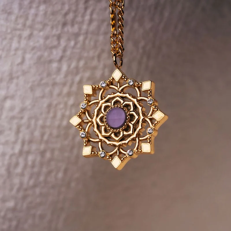 Aphonia Halskette Schneeflocken Anhänger - Holzkern Modell: Jewelry