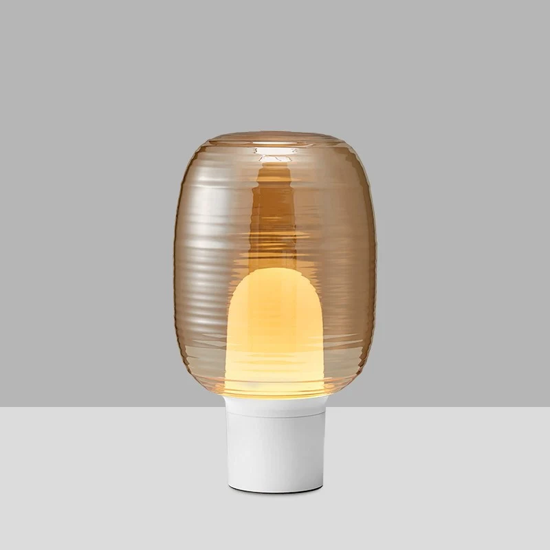 Moderne Glas Tischlampe mit strukturiertem Schirm