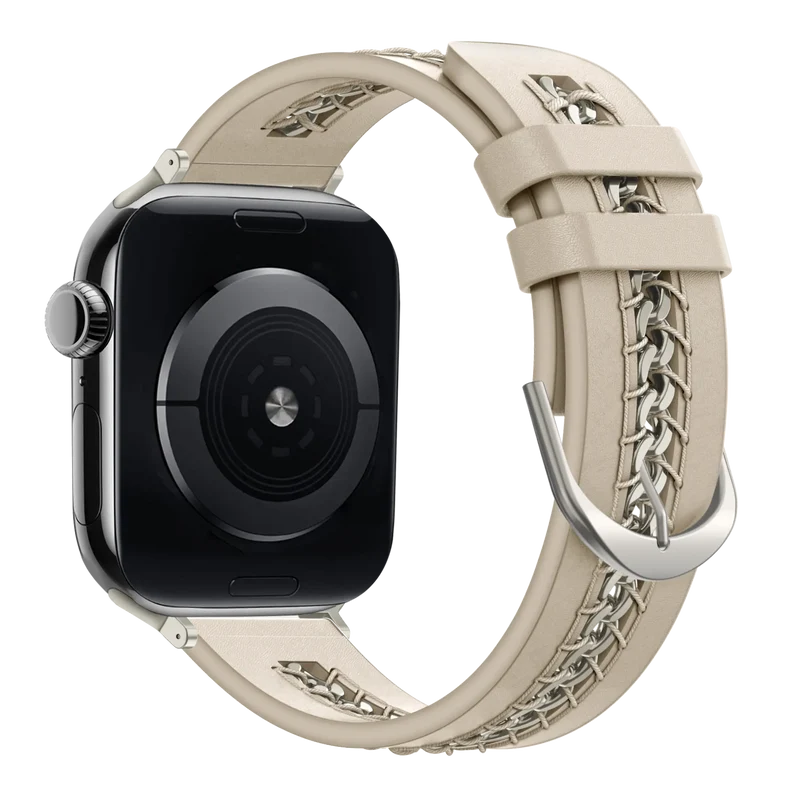 Bandz Apple Watch Lederarmband 'Chains' (Beige)