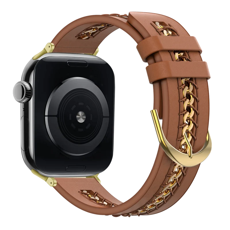 Bandz Apple Watch Lederarmband 'Chains' (Braun)