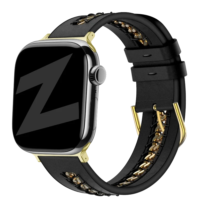 Bandz Apple Watch Lederarmband 'Chains' (Schwarz)